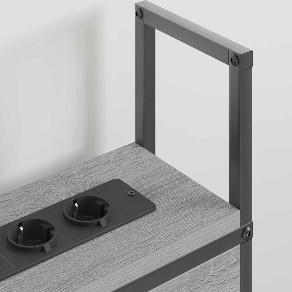 vidaXL Κεφαλάρι Αποθήκης με Σταθμό Φόρτισης Γκρι sonoma 140 cm