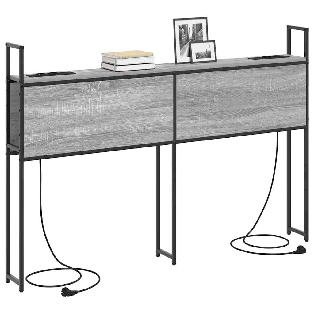 vidaXL Κεφαλάρι Αποθήκης με Σταθμό Φόρτισης Γκρι sonoma 140 cm