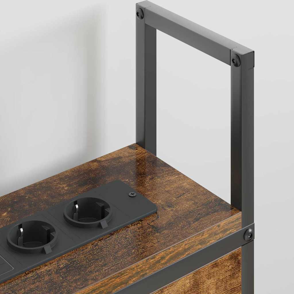 vidaXL Κεφαλάρι Αποθήκης με Σταθμό Φόρτισης Καπνιστή δρυς 160 cm