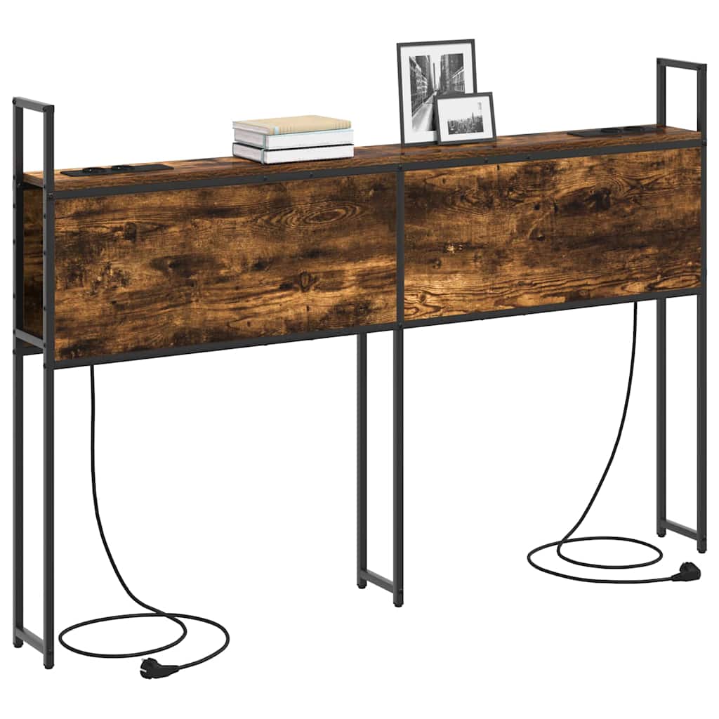 vidaXL Κεφαλάρι Αποθήκης με Σταθμό Φόρτισης Καπνιστή δρυς 160 cm