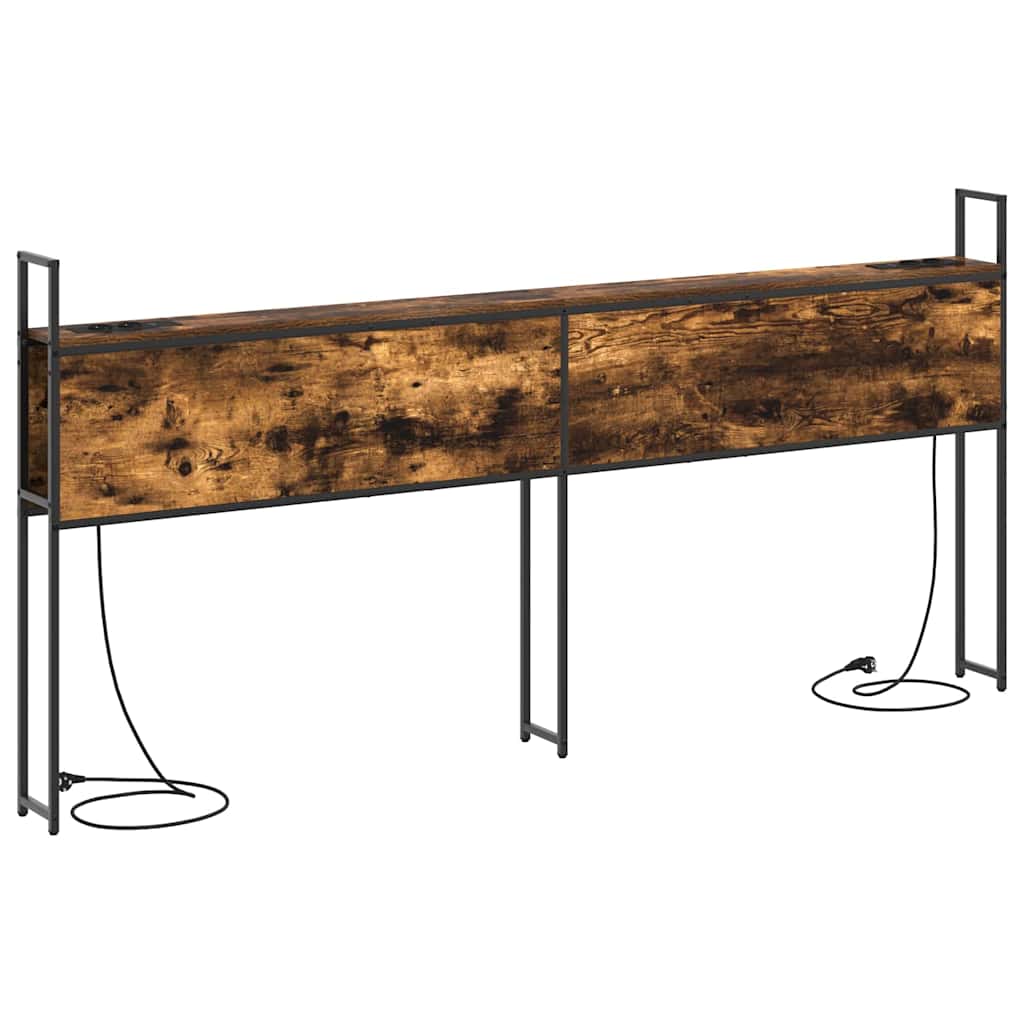 vidaXL Κεφαλάρι Αποθήκης με Σταθμό Φόρτισης Καπνιστή δρυς 180 cm