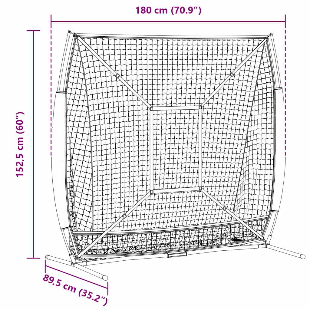 vidaXL Δίχτυ προπόνησης μπέιζμπολ 180 x 89,5 x 152,5 εκ.