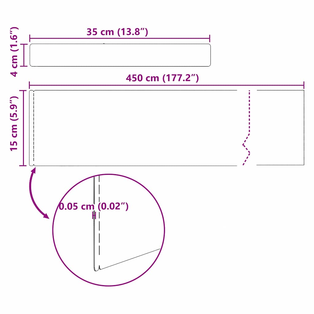 vidaXL Περίγραμμα γκαζόν 450 x 15 εκ Ανοξείδωτο ατσάλι Ασημί