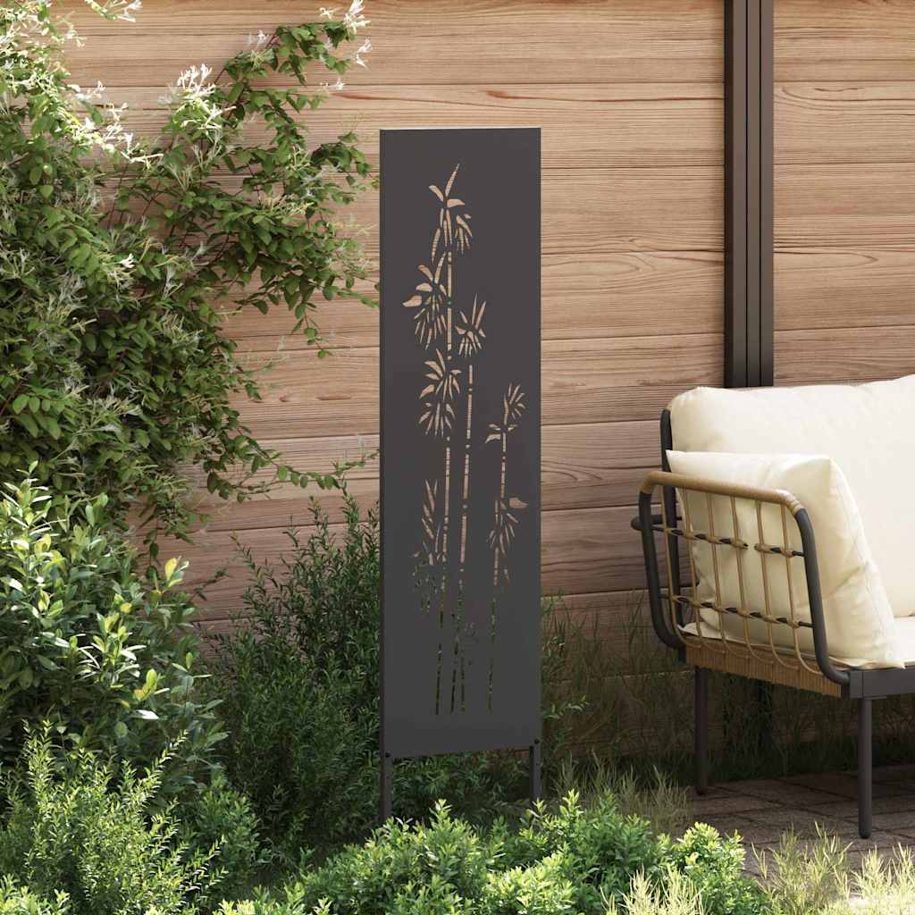 vidaXL Οθόνη Ιδιωτικότητας Κήπου Floral Μαύρο 32 χ 140 εκ