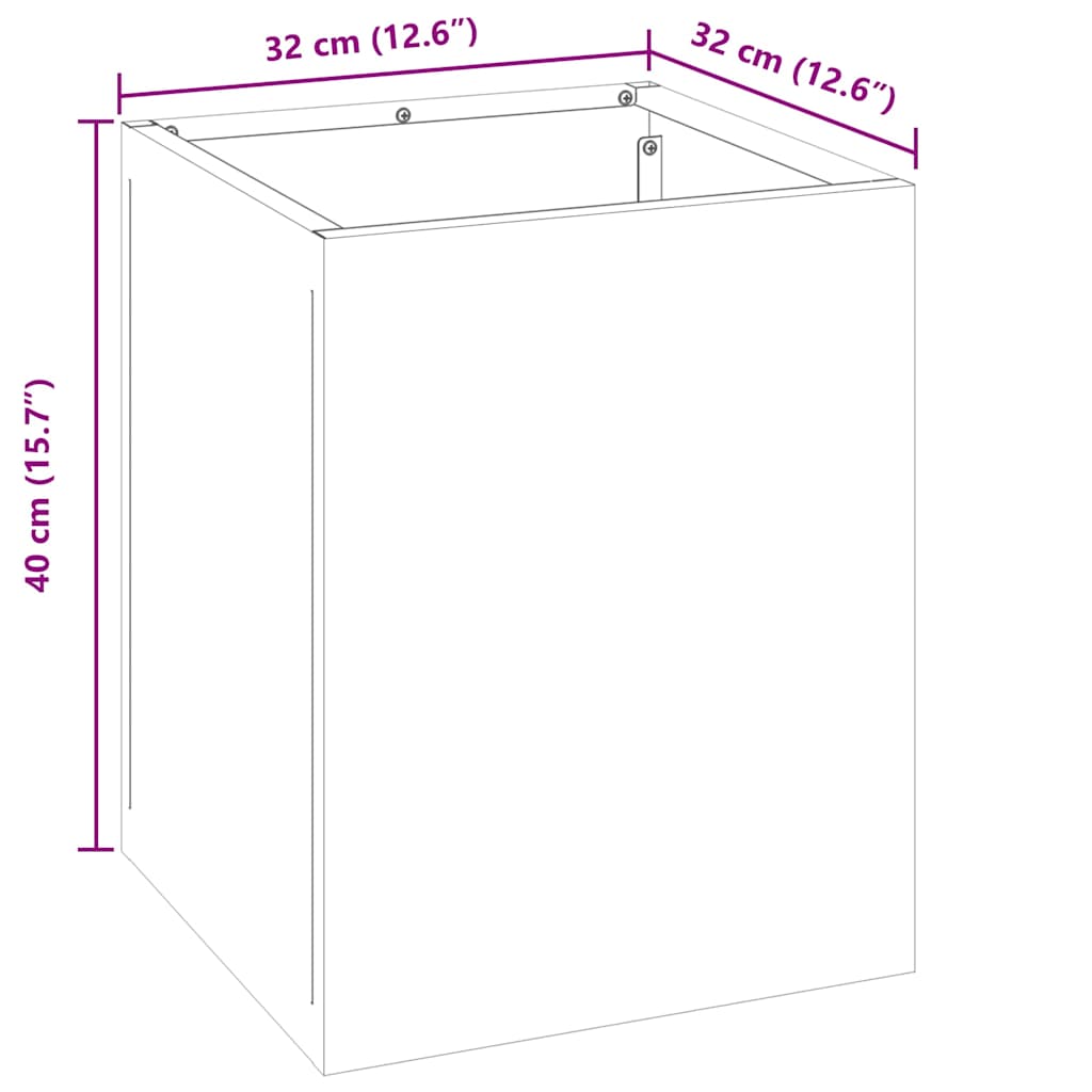 vidaXL Γλάστρα Κήπου Μαύρο 32 x 32 x 40 εκ. Ψυχρής έλασης χάλυβας