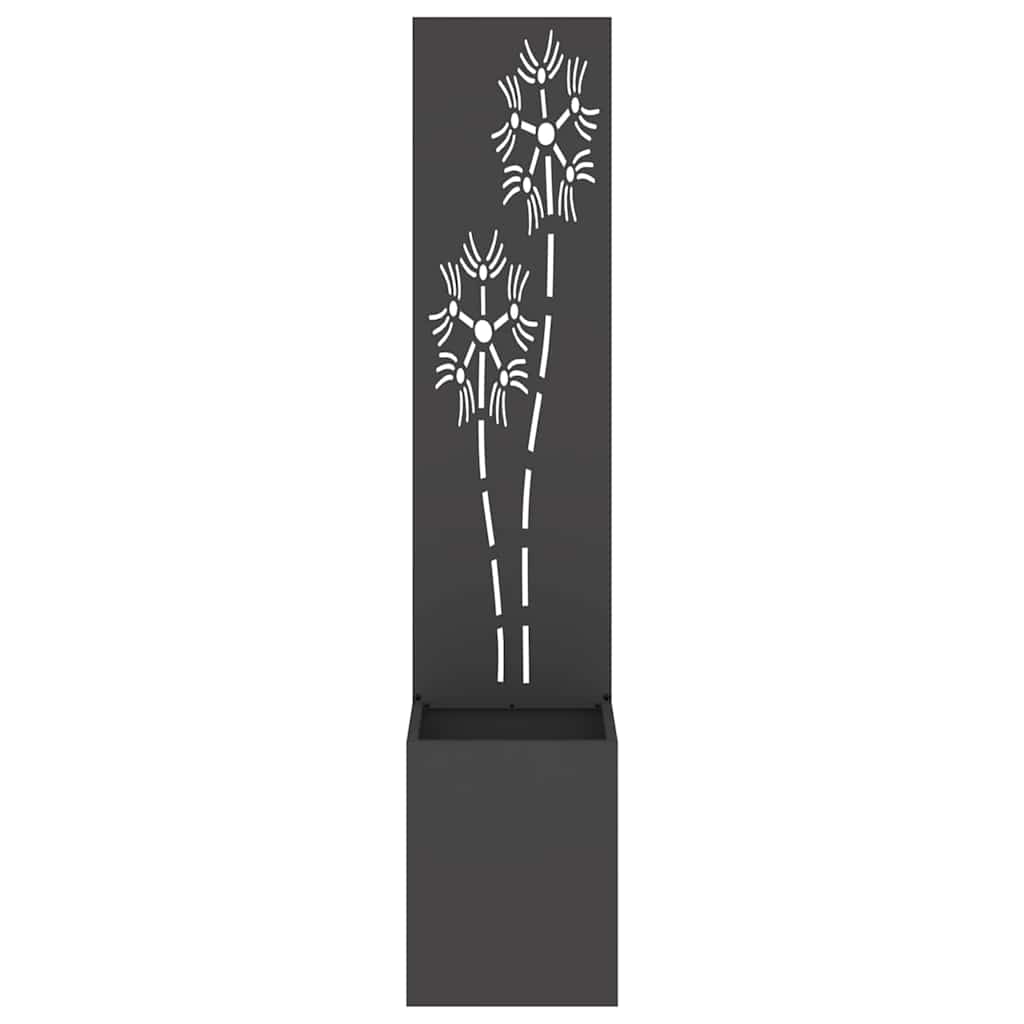 vidaXL Οθόνη Ιδιωτικότητας Κήπου Floral Μαύρο 32 x 140 εκ.