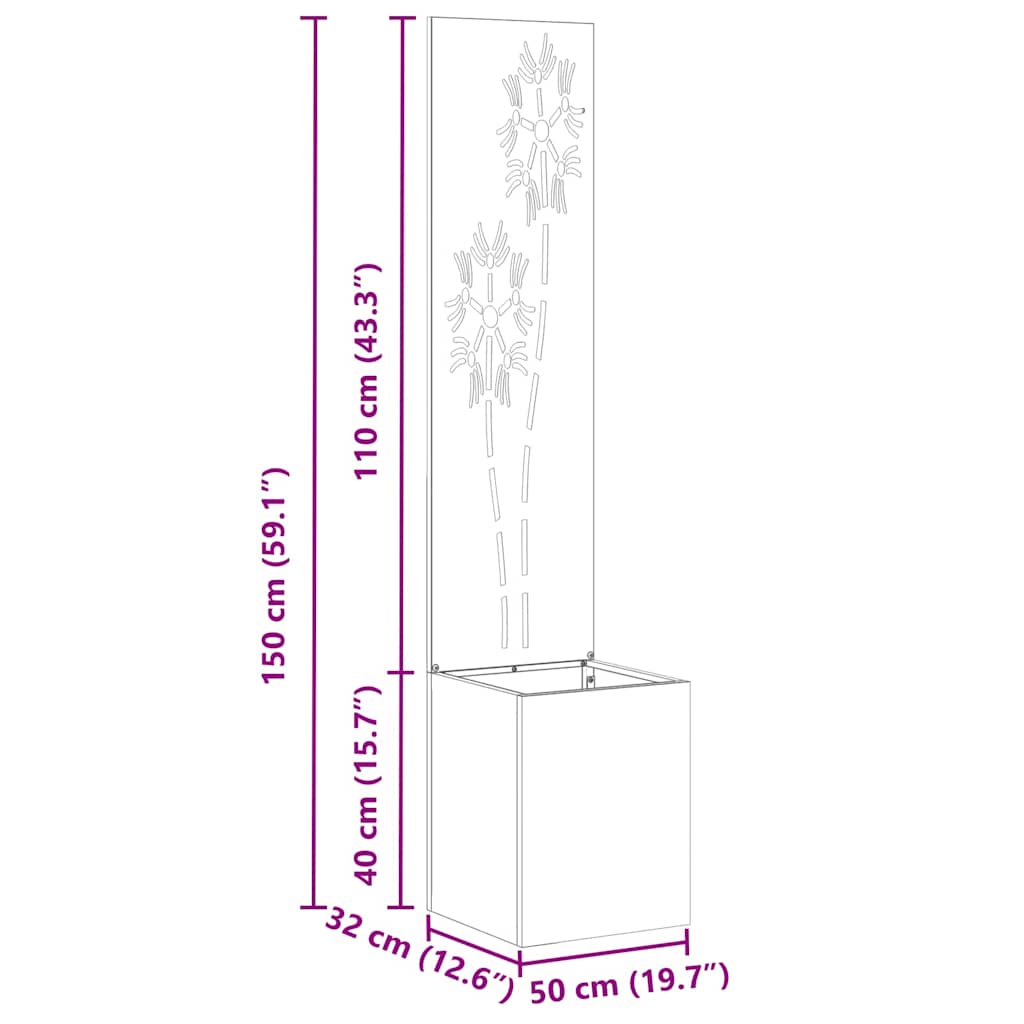 vidaXL Οθόνη Ιδιωτικότητας Κήπου Floral Μαύρο 32 x 140 εκ.
