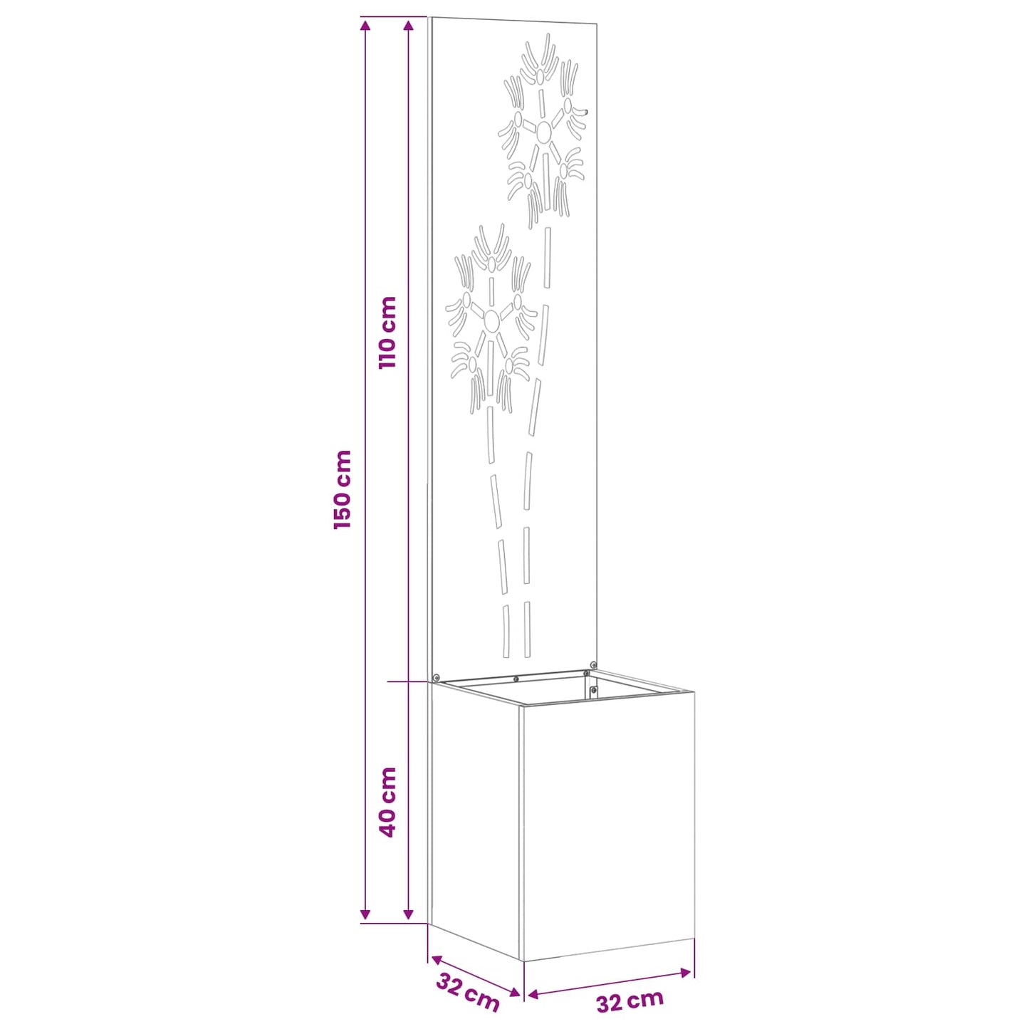 vidaXL Οθόνη Ιδιωτικότητας Κήπου Floral Ασημί 32 x 150 εκ