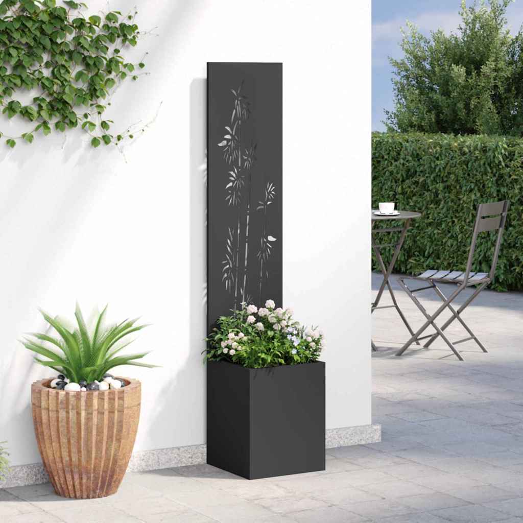 vidaXL Οθόνη Ιδιωτικότητας Κήπου Floral Μαύρο 32 x 140 εκ.