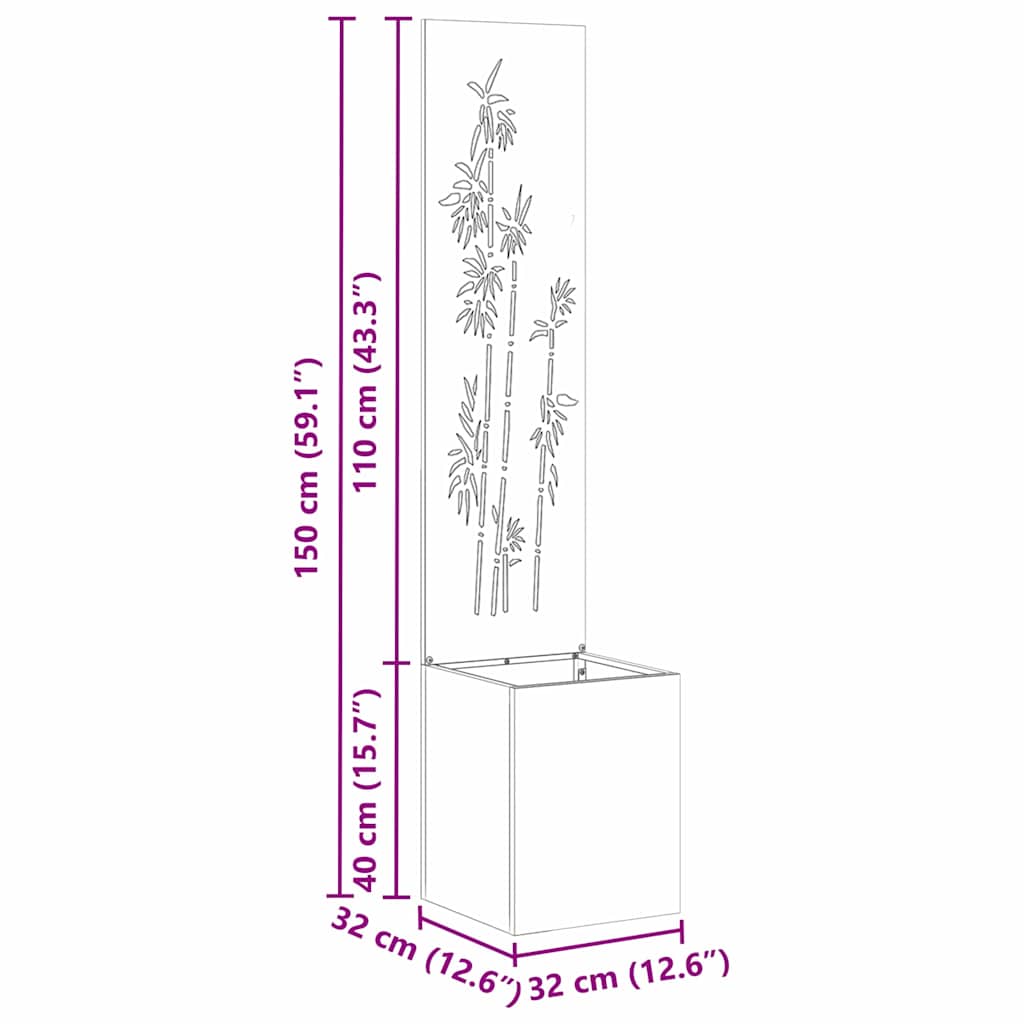 vidaXL Οθόνη Ιδιωτικότητας Κήπου Floral Ασημί 32 x 32 x 150 εκ