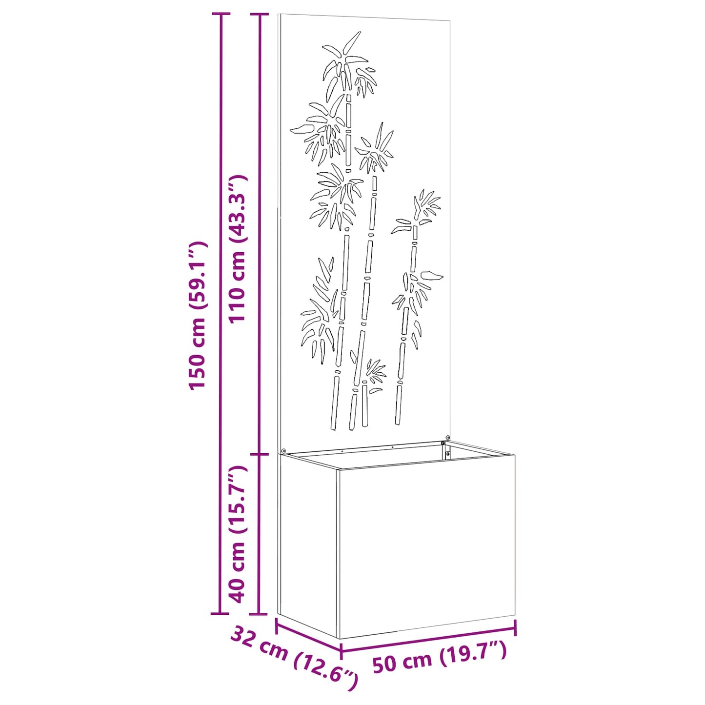 vidaXL Οθόνη Ιδιωτικότητας Κήπου Floral Ασημί 50 x 32 x 150 εκ