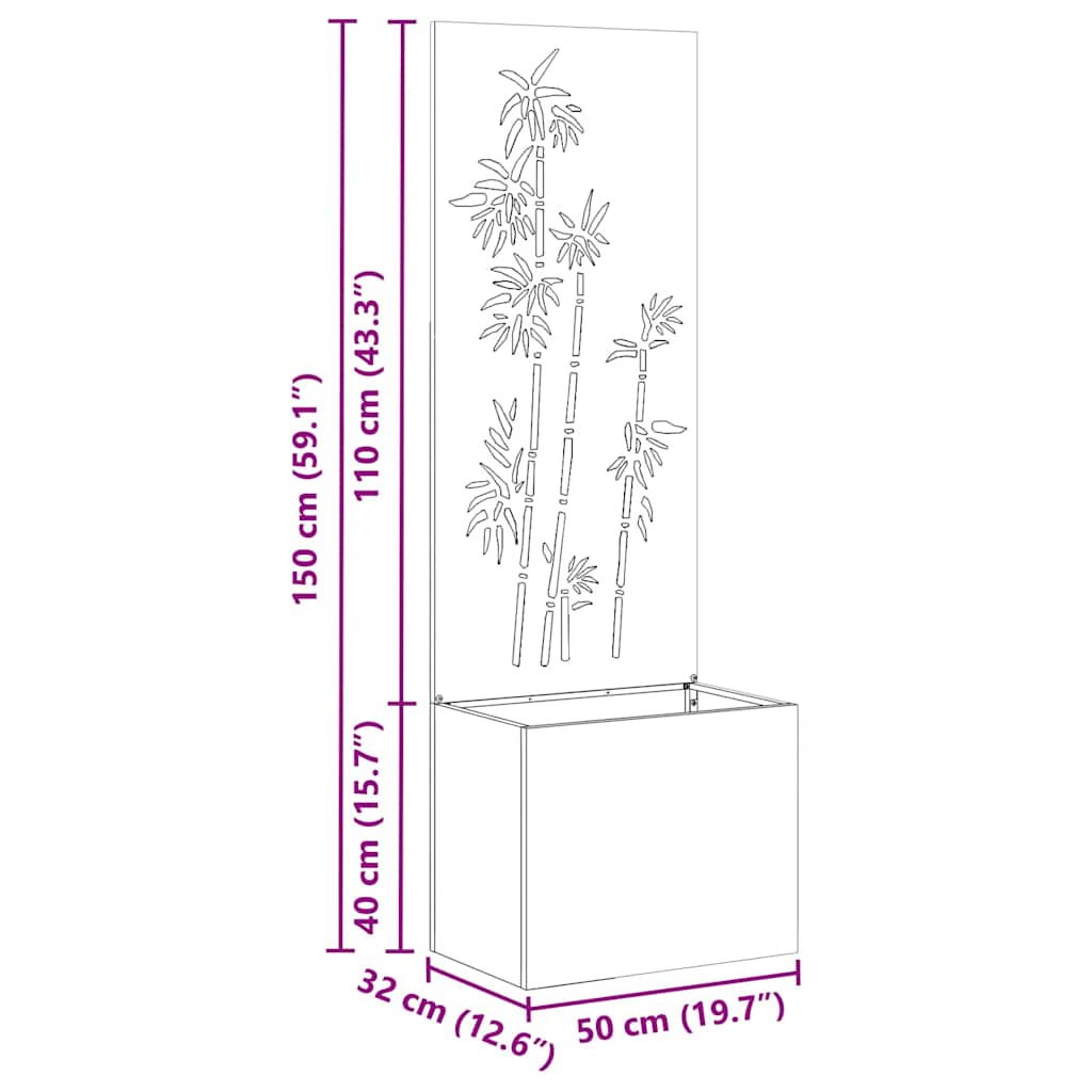 vidaXL Οθόνη Ιδιωτικότητας Κήπου Floral Ασημί 50 x 32 x 150 εκ