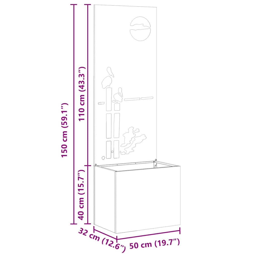 vidaXL Οθόνη Ιδιωτικότητας Κήπου Ασημί 50 x 32 x 150 εκ