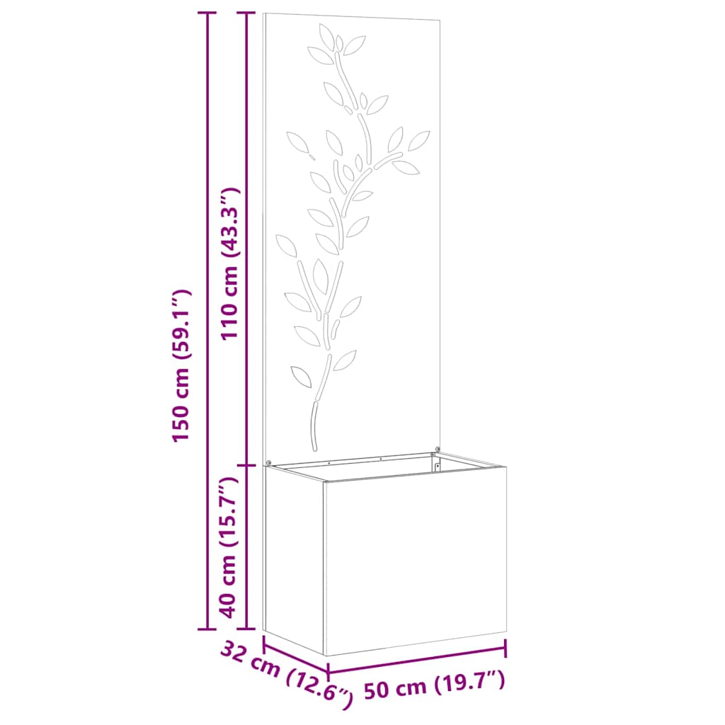 vidaXL Οθόνη Ιδιωτικότητας Κήπου Floral Ασημί 50 x 32 x 150 εκ