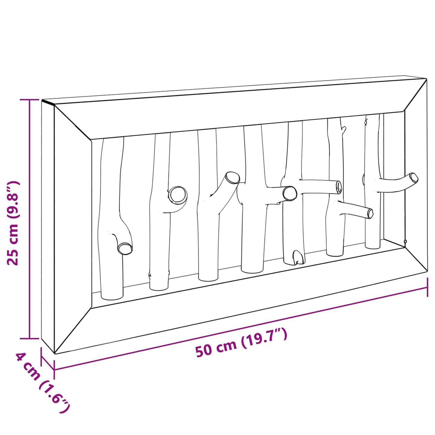 vidaXL Κρεμάστρα Καφέ 50 x 11 x 25 εκ Στερεό ξύλο Μαόνι