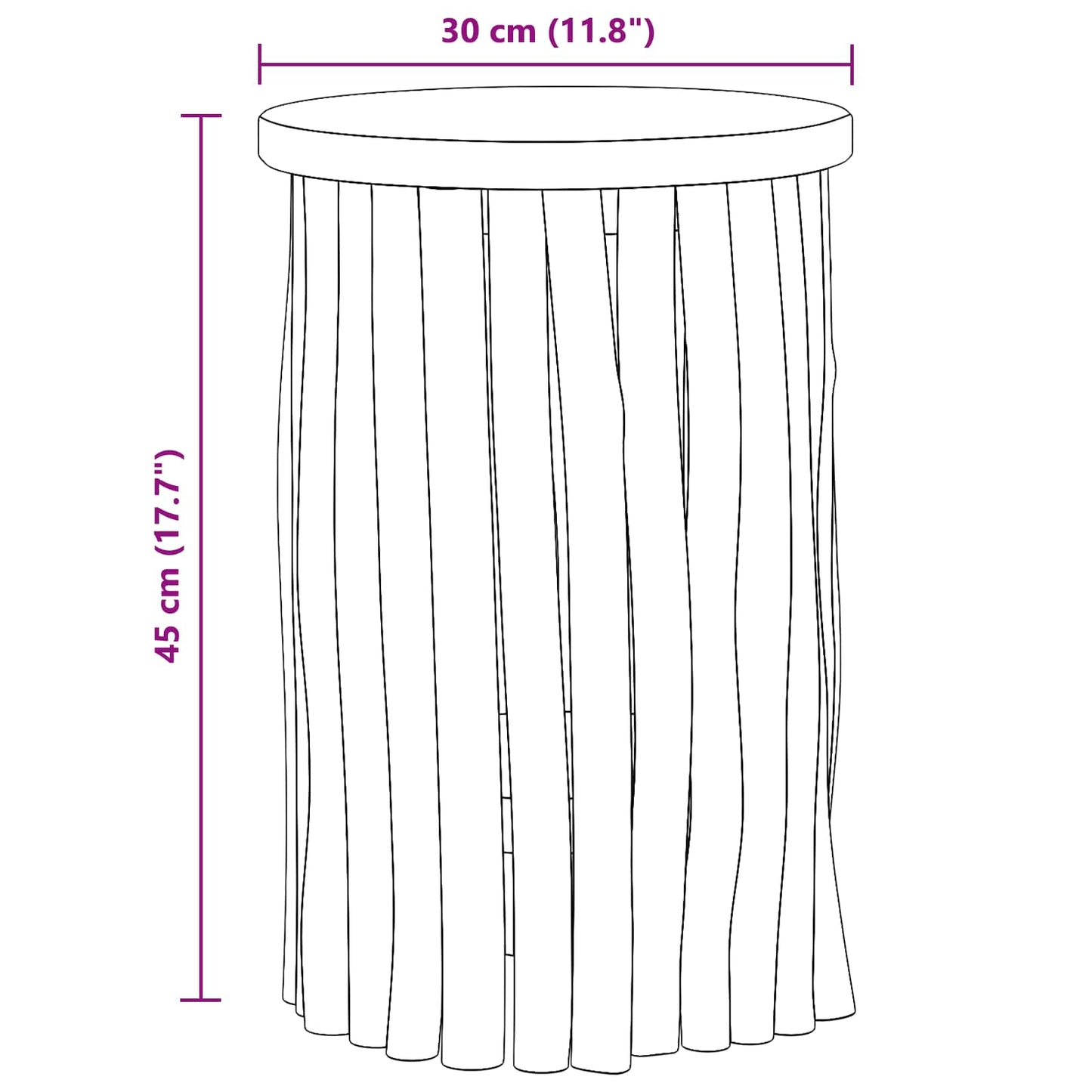 vidaXL Σκαμνί Φυσικό 30 x 30 x 45 εκ. Στερεό Ξύλο Τίκ