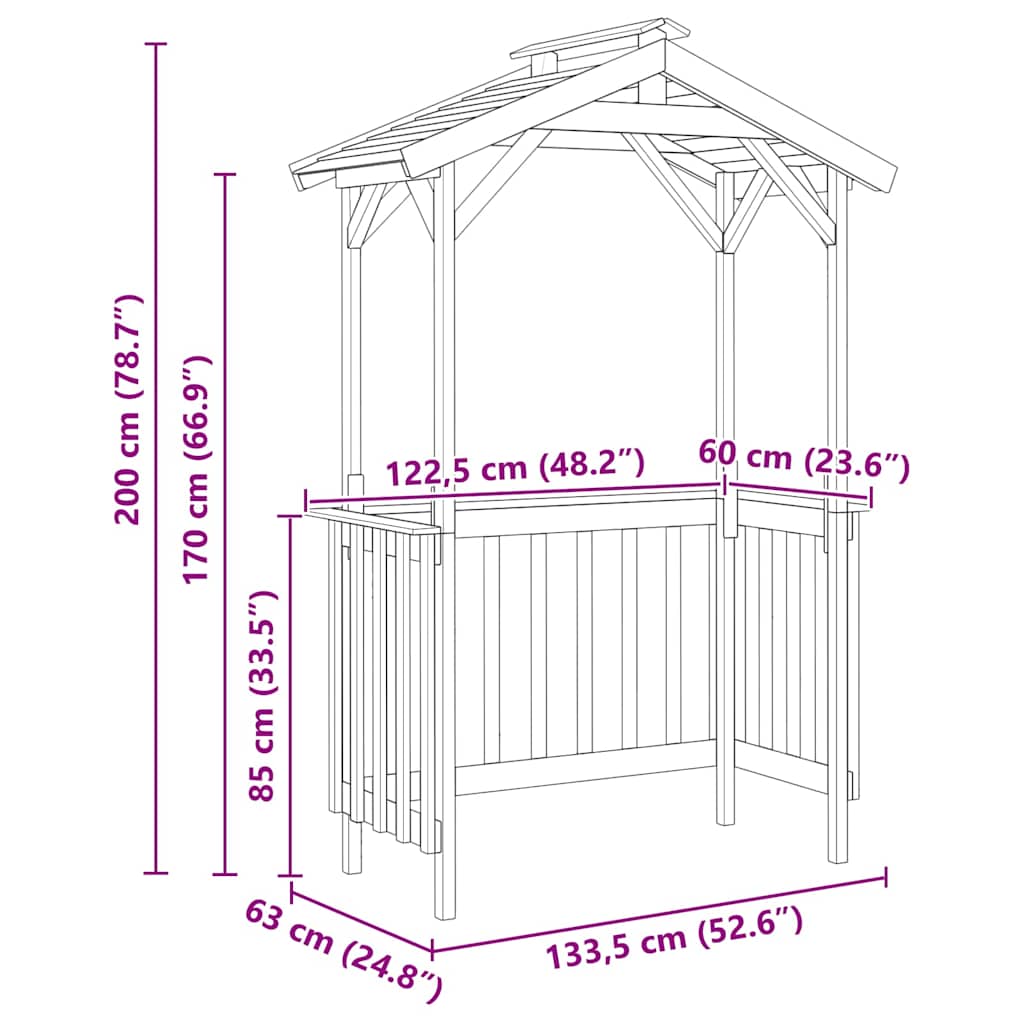 vidaXL Στέγαστρο μπάρμπεκιου Καφέ 133.5 x 63 x 200 εκ.