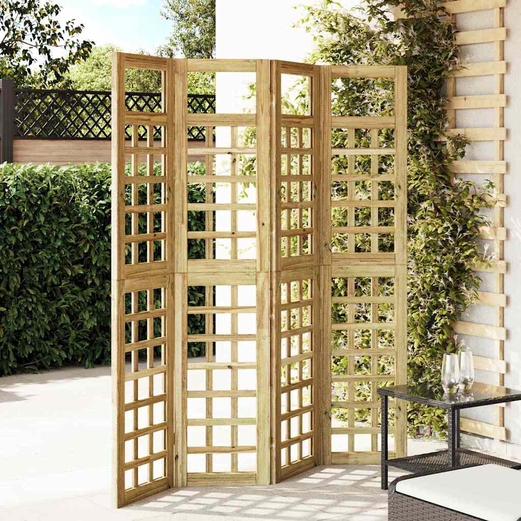 vidaXL Εξωτερική Ιδιωτική Οθόνη – 4 Πάνελ, Ξύλο Πεύκου