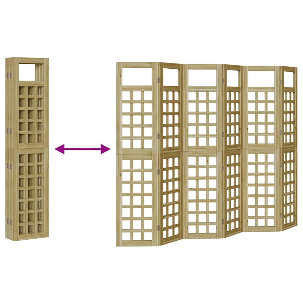 vidaXL Εξωτερική Ιδιωτική Οθόνη, 6 Πάνελ, Ξύλο Πεύκης