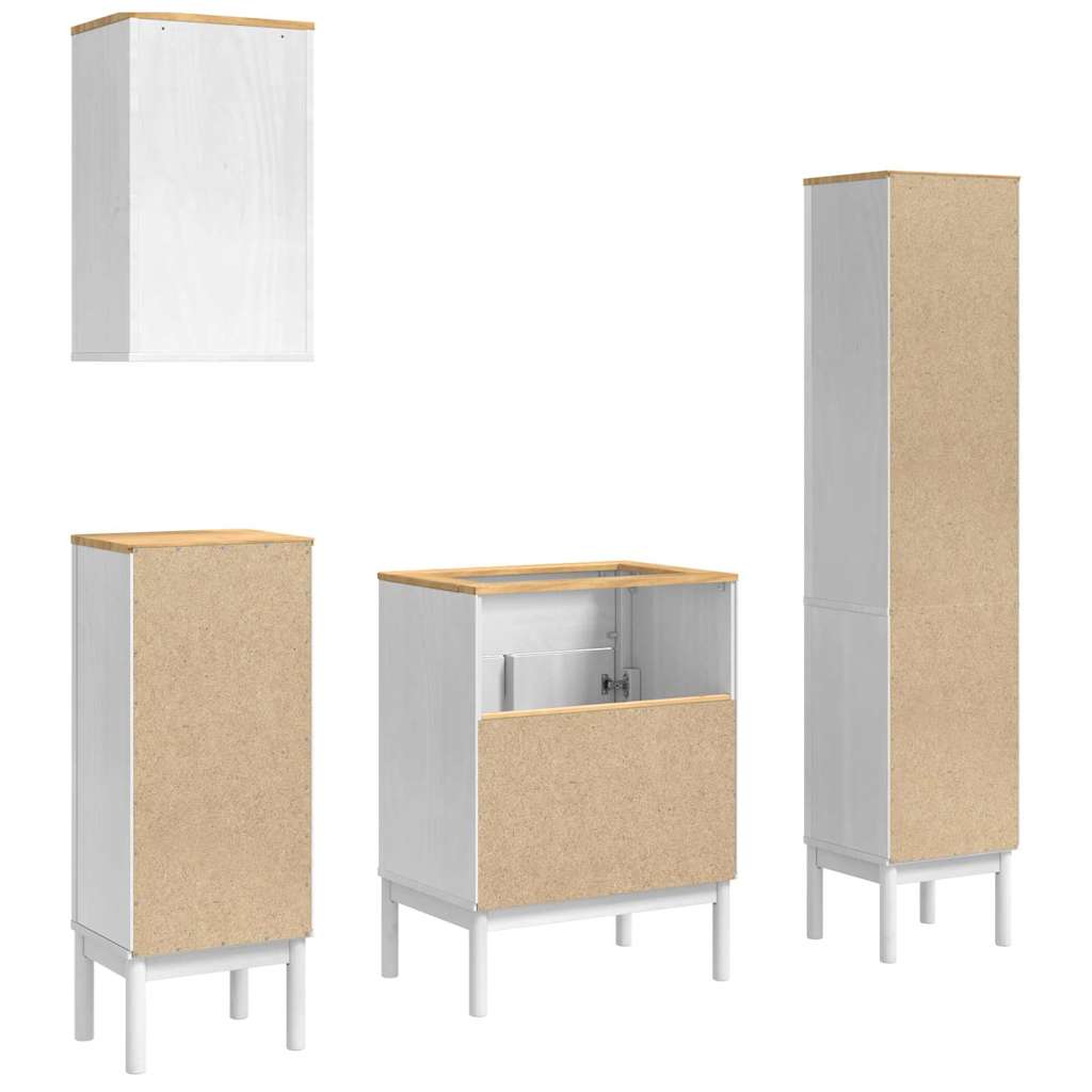vidaXL Σετ Επίπλων Μπάνιου με συρτάρι 4 pcs Λευκό Στερεό ξύλο πεύκου