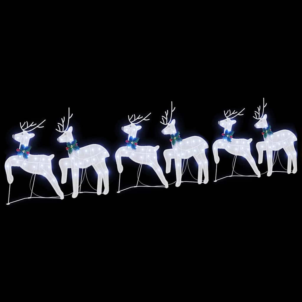 vidaXL LED Ρούντερ 6 pcs Λευκό ύφασμα
