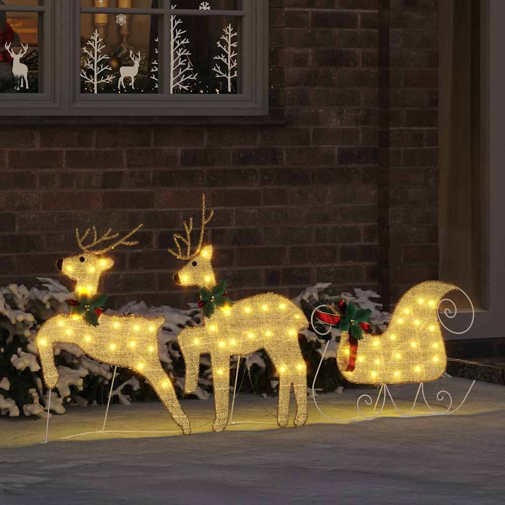 vidaXL LED Ρούντερ 3 pcs Θερμό λευκό ύφασμα