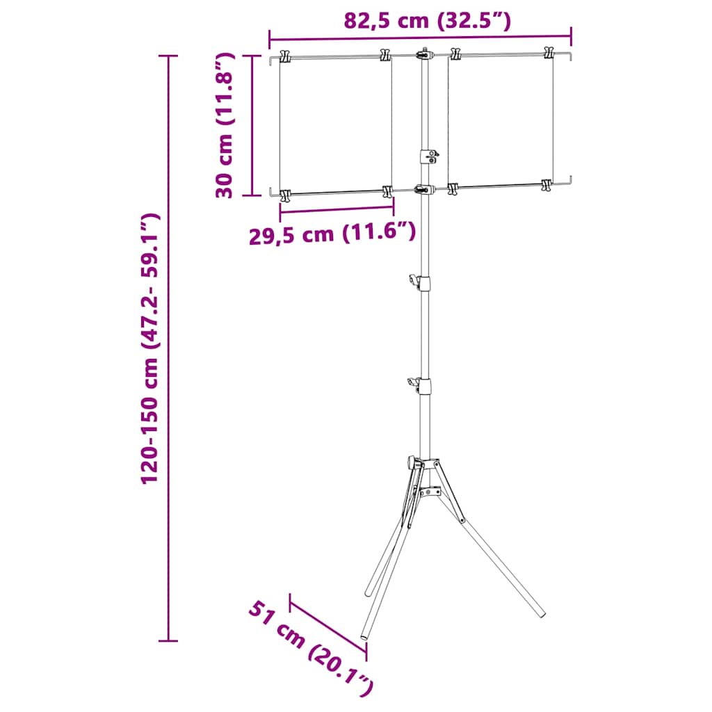 vidaXL Βάση στόχου Μαύρο 82.5 x 51 x 150 εκ. Ατσάλι