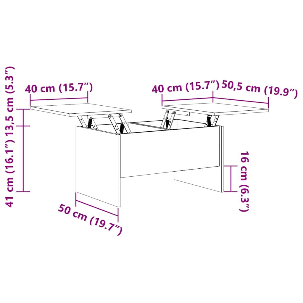 vidaXL Τραπεζάκι σαλονιού Artisan Oak 102 x 50,5 x 46,5 εκ.