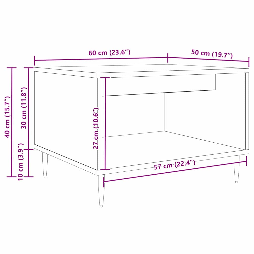 vidaXL Τραπεζάκι σαλονιού Παλαιό ξύλο 60 x 50 x 40 εκ