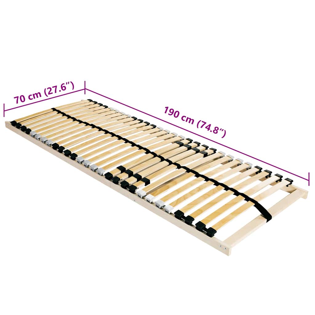 vidaXL Βάση κρεβατιού με λάμες Καφέ 70 x 190 cm Στερεό ξύλο οξιάς