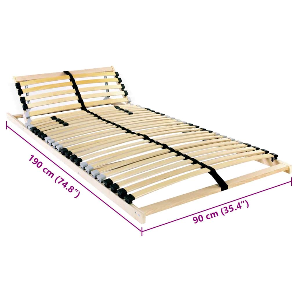 vidaXL Βάση κρεβατιού με λάμες Καφέ 90 x 190 cm Στερεό ξύλο οξιάς