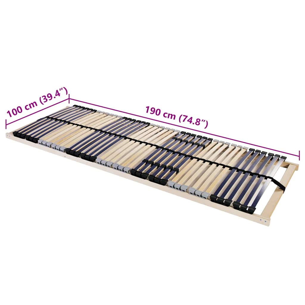 vidaXL Βάση κρεβατιού με λάμες Καφέ 100 x 190 cm Στερεό Ξύλο Μηλιάς