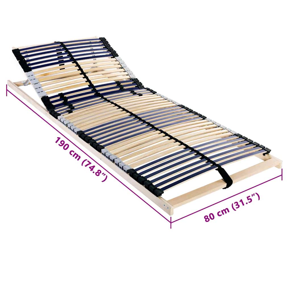 vidaXL Βάση κρεβατιού με λάμες Καφέ 80 x 190 cm Στερεό ξύλο οξιάς