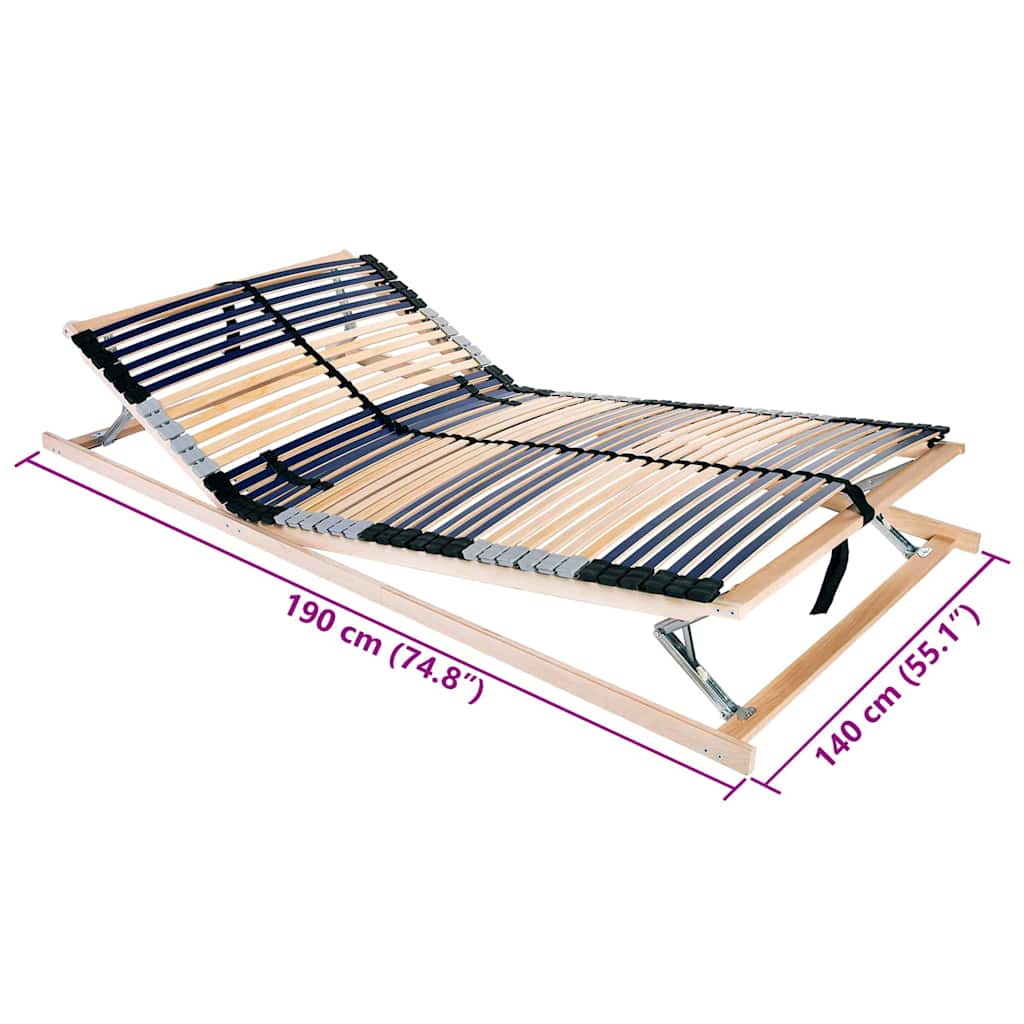 vidaXL Βάση κρεβατιού με λάμες Καφέ 140 x 190 cm Στερεό ξύλο οξιάς