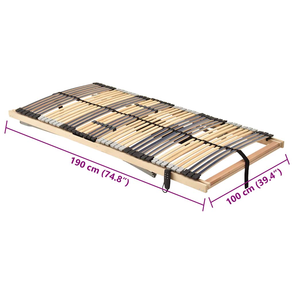 vidaXL Βάση κρεβατιού με λάμες Καφέ 100 x 190 cm Στερεό ξύλο οξιάς