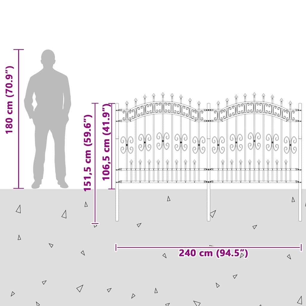 vidaXL Φράχτης κήπου Λευκό 165 cm Ατσάλι με Επικάλυψη Πούδρας