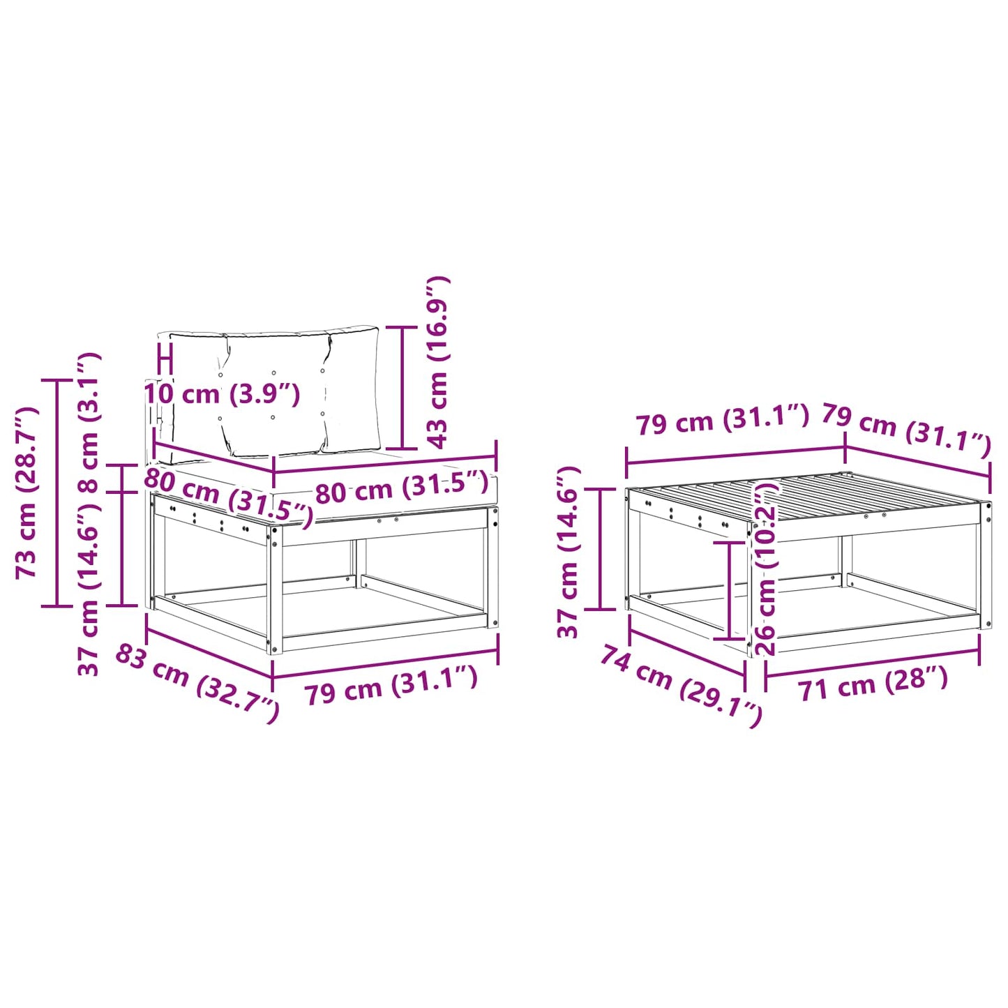 vidaXL Σειρά Καναπέ Εξωτερικού 4 τμχ. Λευκό και Κρεμ