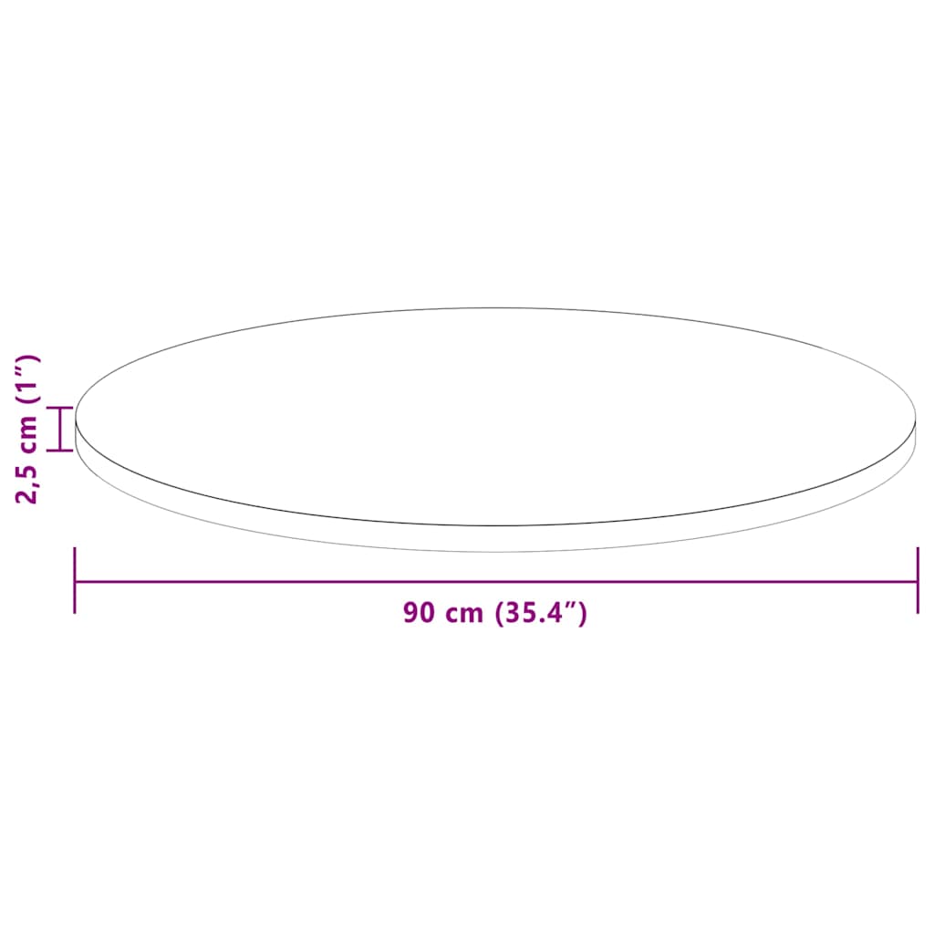 vidaXL Καπάκι τραπεζιού Ø 90 x 2,5 cm Γύρος Στερεό Ξύλο Δρυός