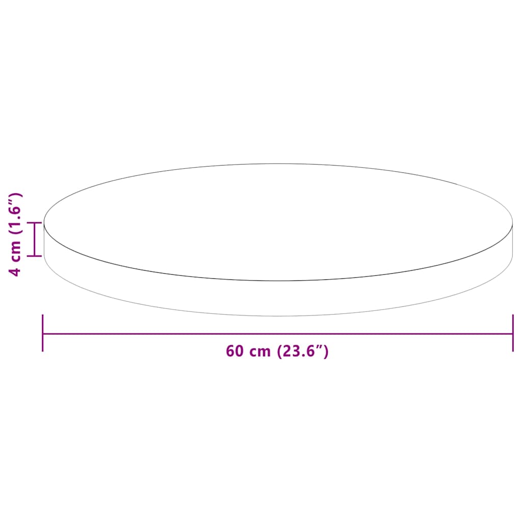 vidaXL Καπάκι τραπεζιού Ø 60 x 4 cm Γύρος Στερεό Ξύλο Δρυός