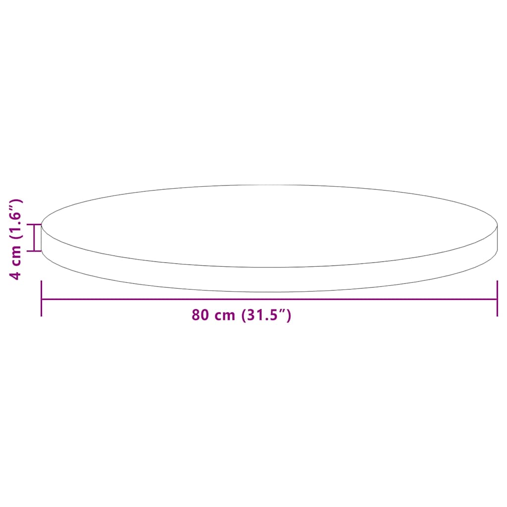 vidaXL Καπάκι τραπεζιού Σκούρο Καφέ Ø 80 x 4 cm Στερεό Ξύλο Δρυός
