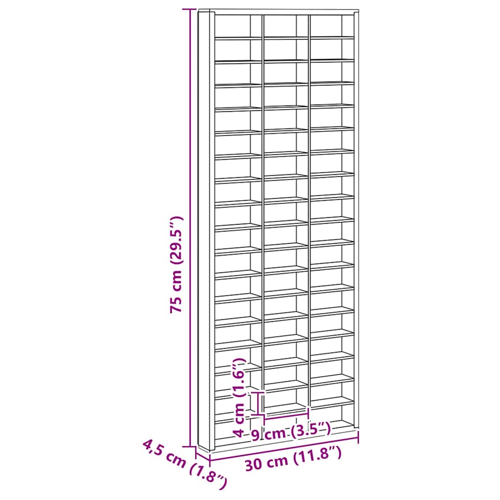 vidaXL Θήκη Επίδειξης Καφέ 30 x 4.5 x 75 εκ Επεξεργασμένο ξύλο