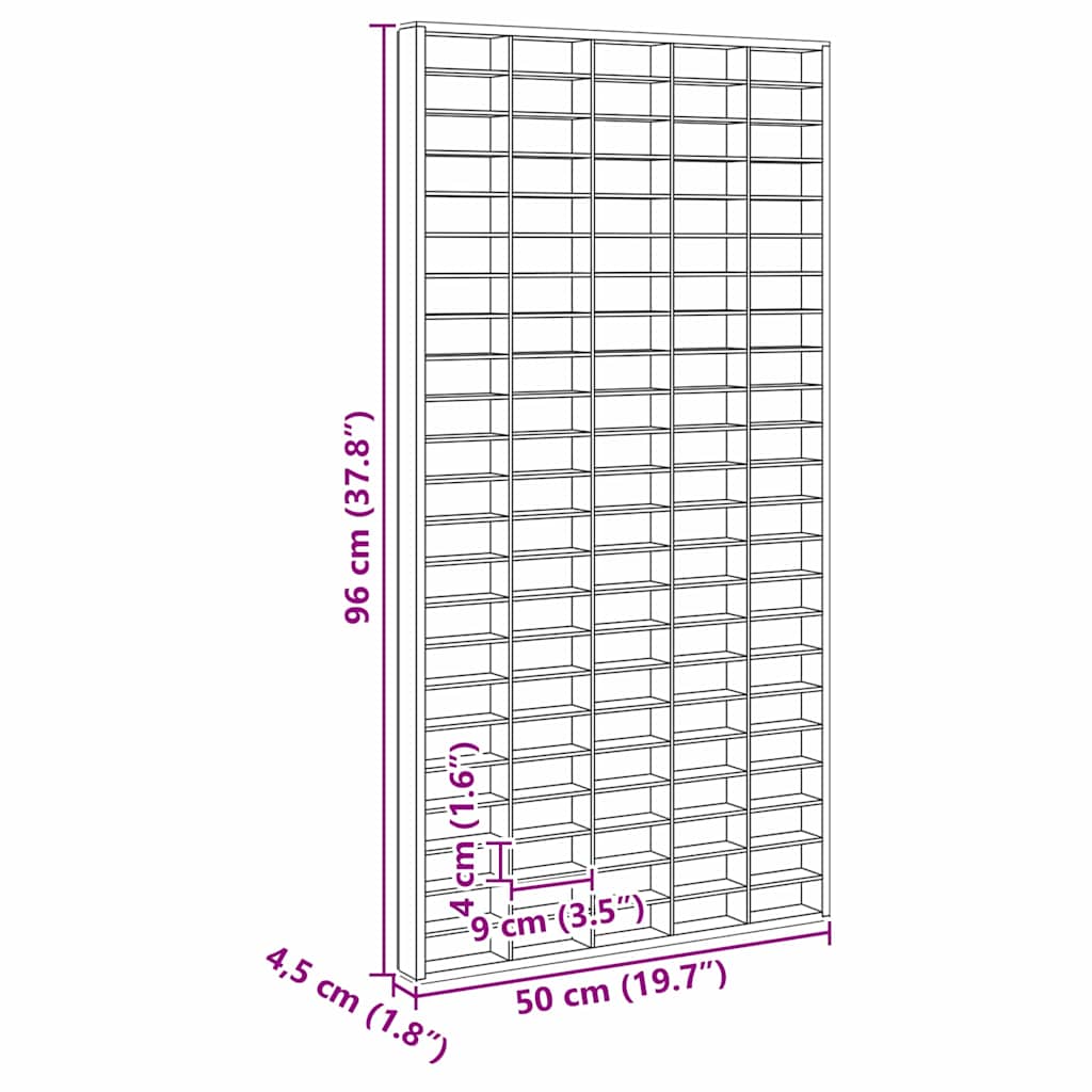 vidaXL Θήκη Επίδειξης Καφέ 50 x 4,5 x 96 εκ Επεξεργασμένο ξύλο