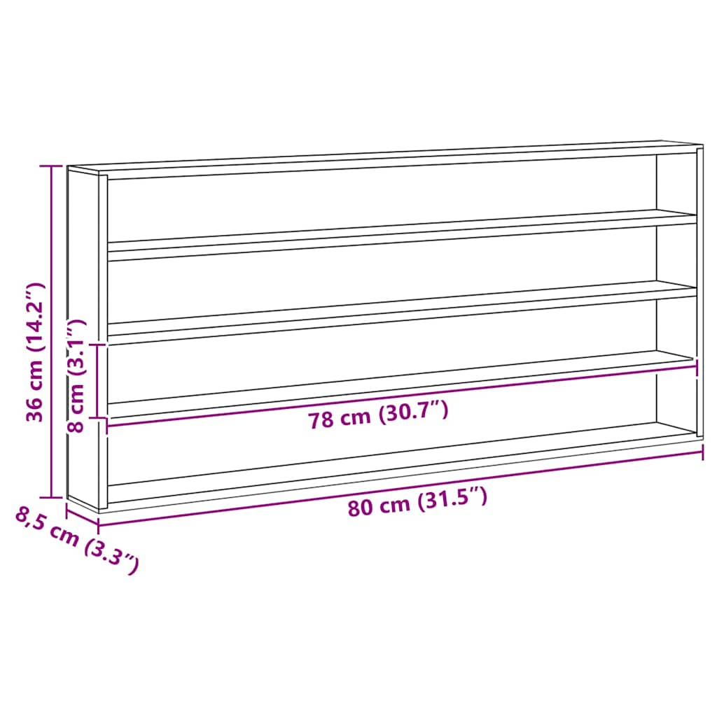 vidaXL Ξύλινη βιτρίνα συλλεκτών Καφέ 80 x 8.5 x 36 εκ. Κόντρα πλακέ