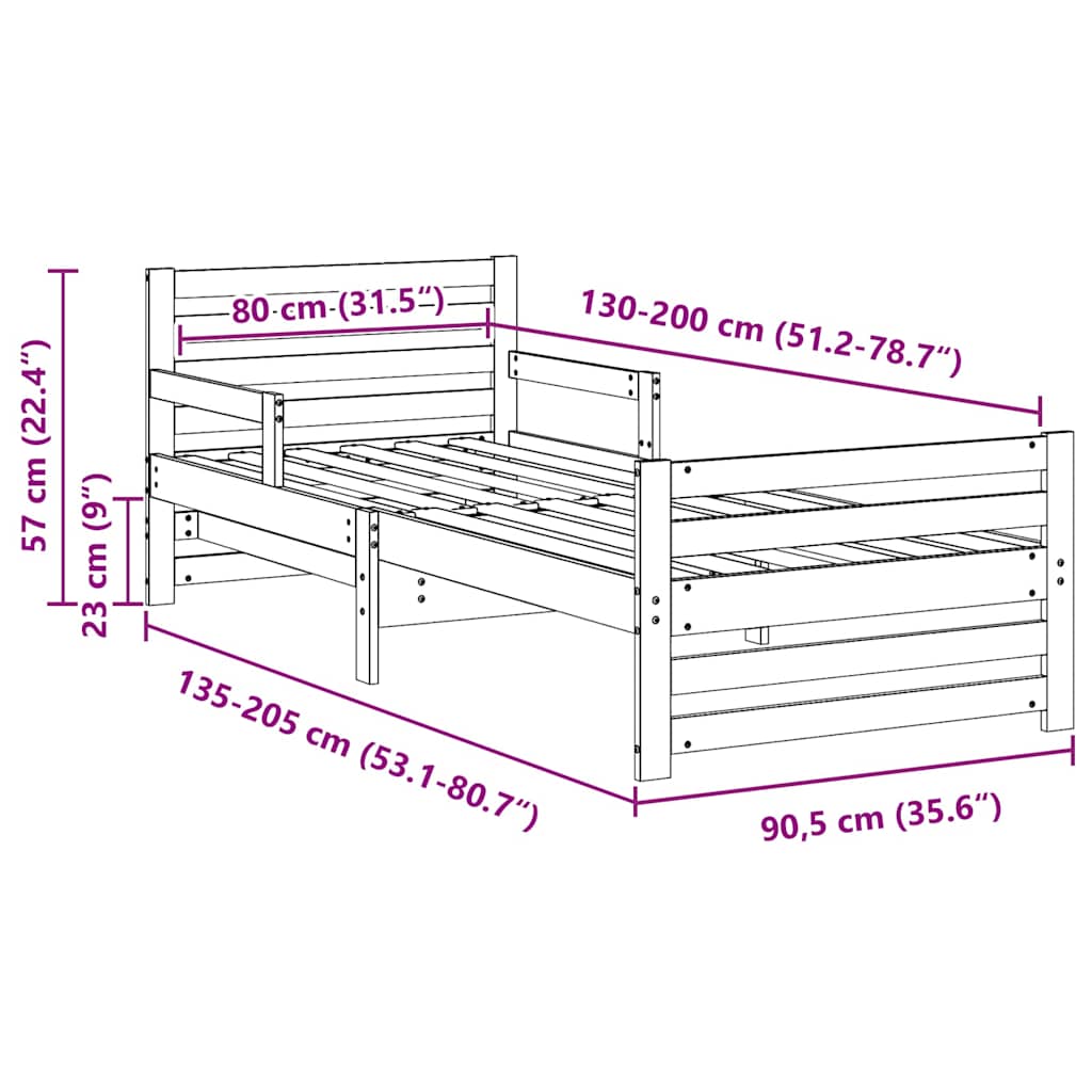 vidaXL Σκελετός Κρεβατιού Κερωτό καφέ 80 x 200 cm Επεξεργασμένο ξύλο