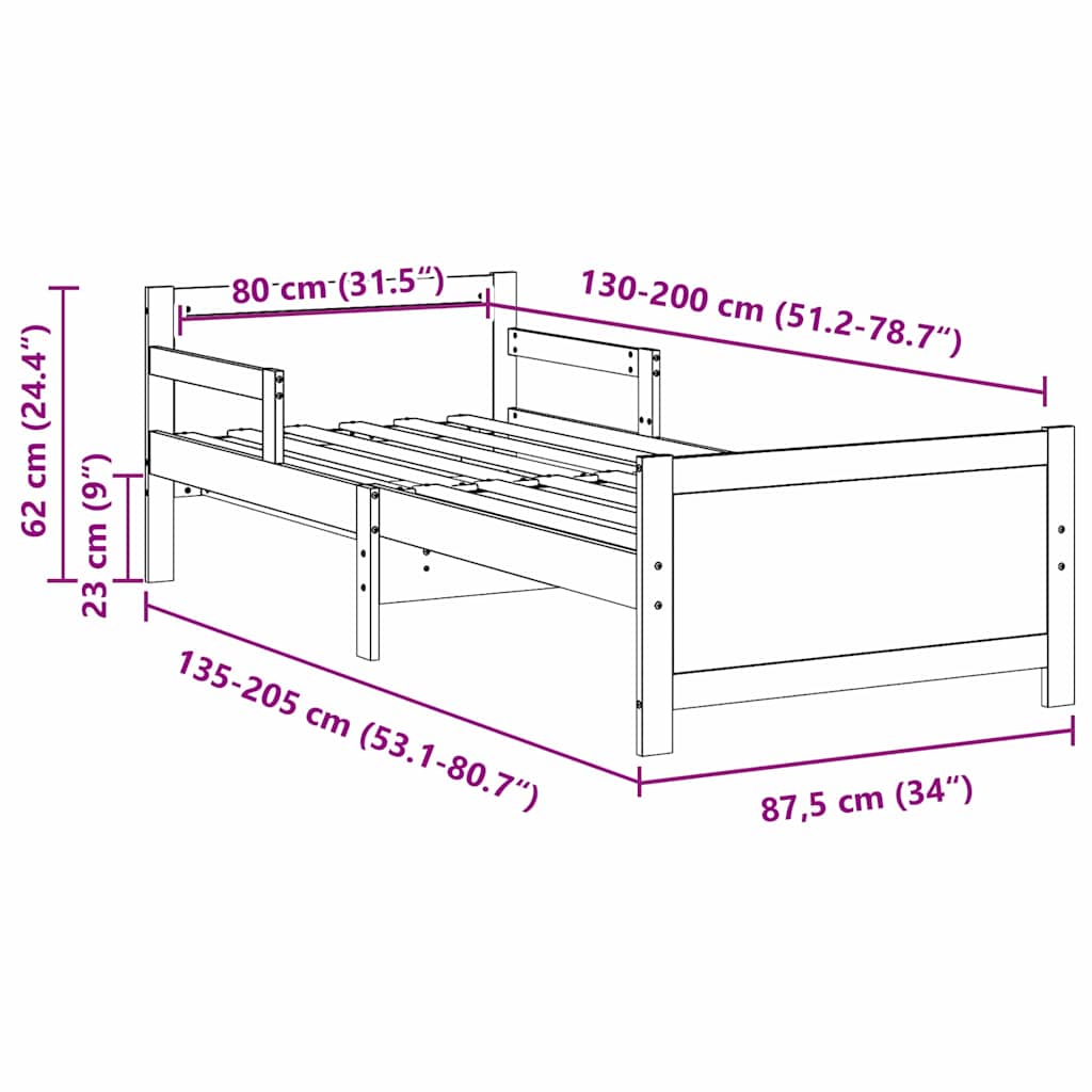 vidaXL Σκελετός Κρεβατιού Καφέ 80 x 200 cm Επεξεργασμένο ξύλο