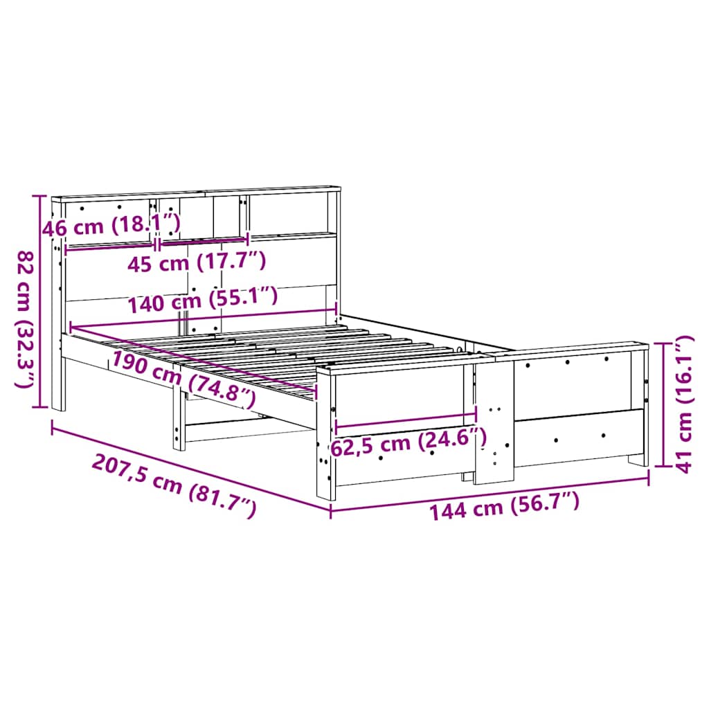 vidaXL Σκελετός Κρεβατιού Κερωτό καφέ 140 x 190 cm Επεξεργασμένο ξύλο