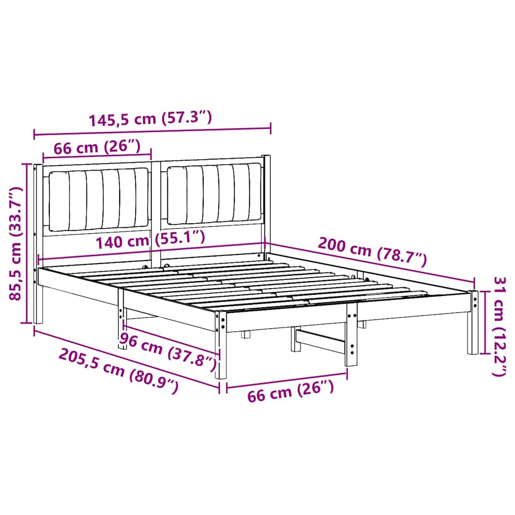 vidaXL Σκελετός Κρεβατιού με Επενδεδυμένο Κεφαλάρι Ανοιχτό γκρι