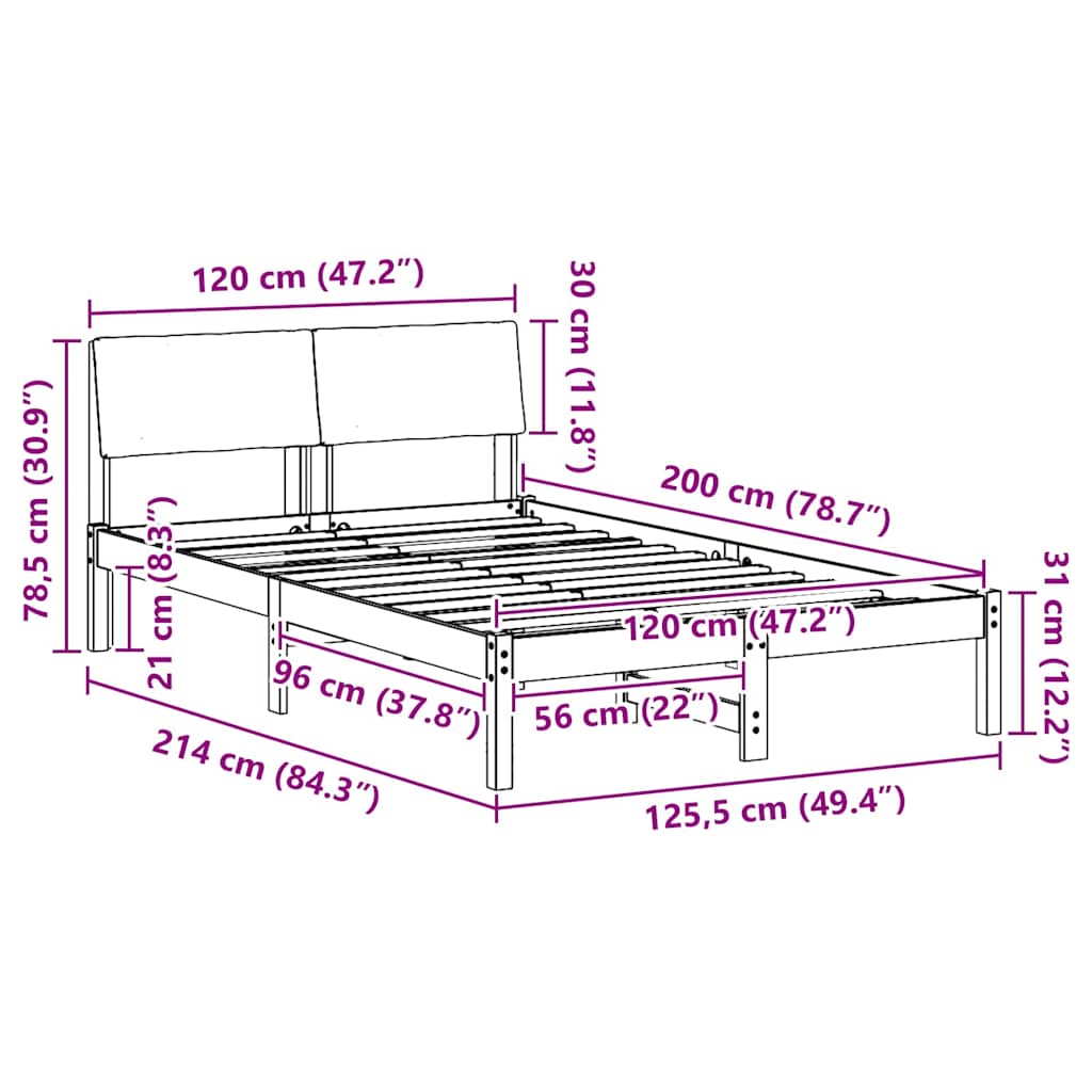 vidaXL Σκελετός Κρεβατιού Καφέ και ανοιχτό γκρι 120 x 200 cm