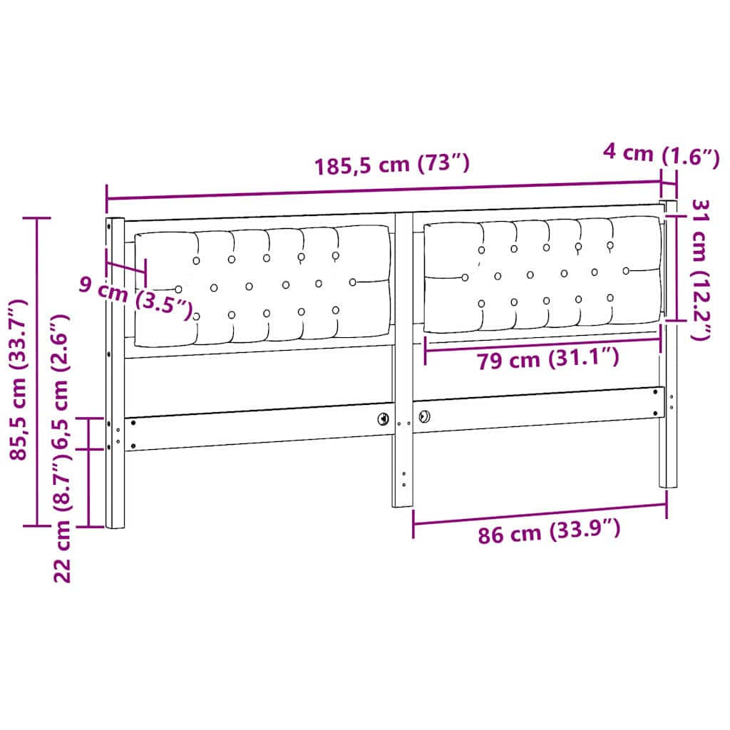 vidaXL Κεφαλάρι Άλλο Καφέ και ανοιχτό γκρι 160 cm Μασίφ ξύλο πεύκου