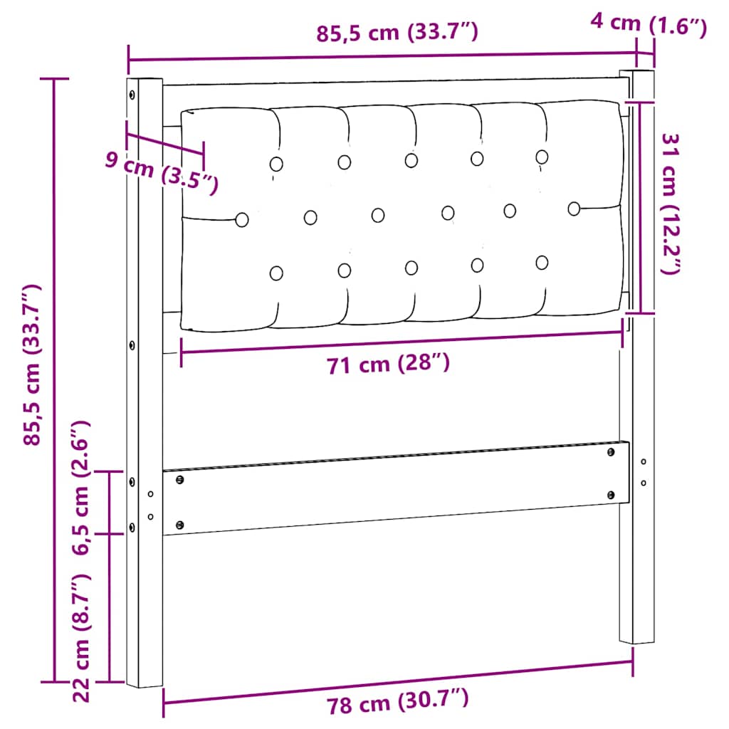 vidaXL Κεφαλάρι Άλλο Καφέ και ταμπά 80 cm Μασίφ ξύλο πεύκου